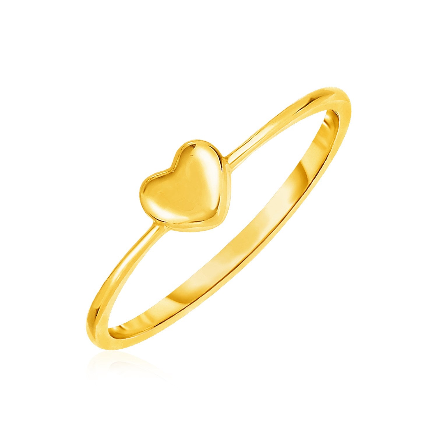 14k Yellow Gold Ring with Puffed Heart(1.40 mm) in a sleek high-contrast midnight luxury editorial style